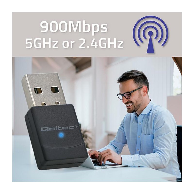 Adapter Wi-Fi Qoltec Bezprzewodowy | Standard AX | Bluetooth… | PartsPC.pl