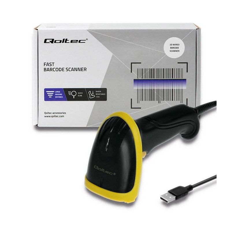 Czytnik kodów kreskowych Qoltec | 1D | 2D | USB | PartsPC.pl