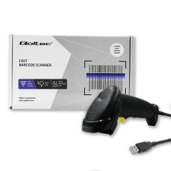 Czytnik kodów kreskowych Qoltec laserowy 1D | USB | Czarny