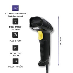 Czytnik kodów kreskowych Qoltec laserowy 1D | USB | Czarny