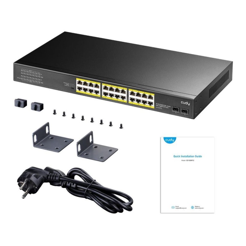 CUDY GS1028PS2 | przełącznik sieciowy, 24-portowy, Gigabit, PoE+, 300W