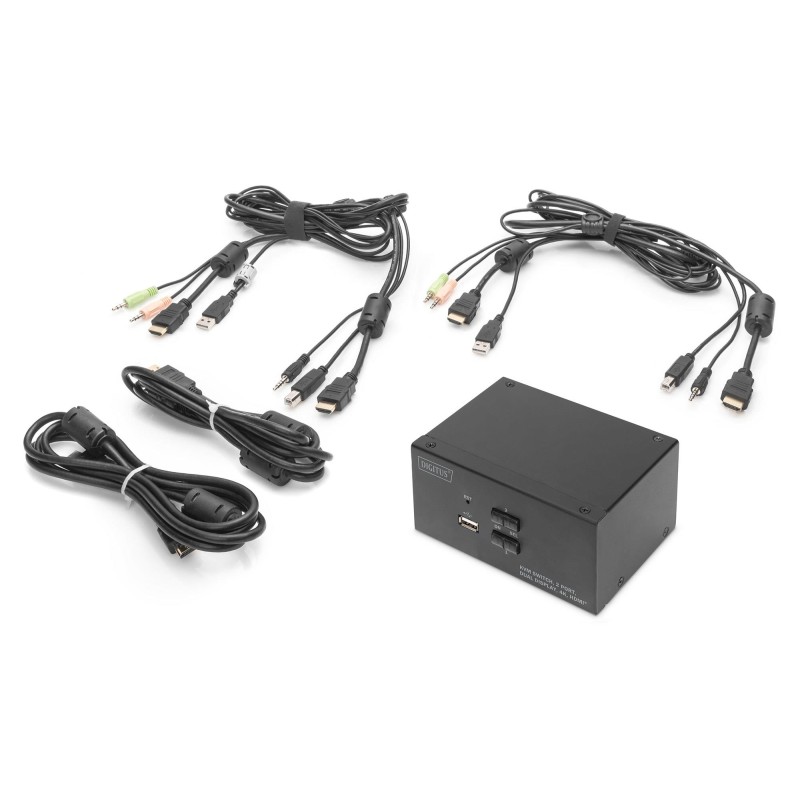 Przełącznik KVM DIGITUS 2 portowy HDMI, Dual Display, 4K... | PartsPC.pl