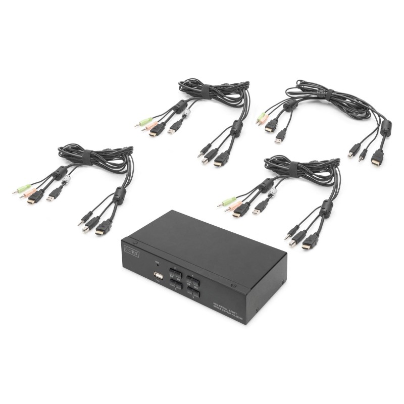 Przełącznik KVM DIGITUS 4 portowy HDMI, 4K 30Hz | PartsPC.pl