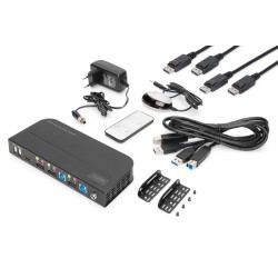 Przełącznik KVM DIGITUS 2 portowy DisplayPort do 1 port DP/H… | PartsPC.pl