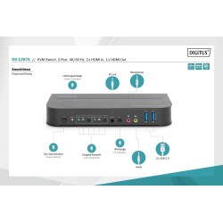Przełącznik KVM DIGITUS 2 portowy HDMI 4K 60Hz 2xUSB audio I… | PartsPC.pl