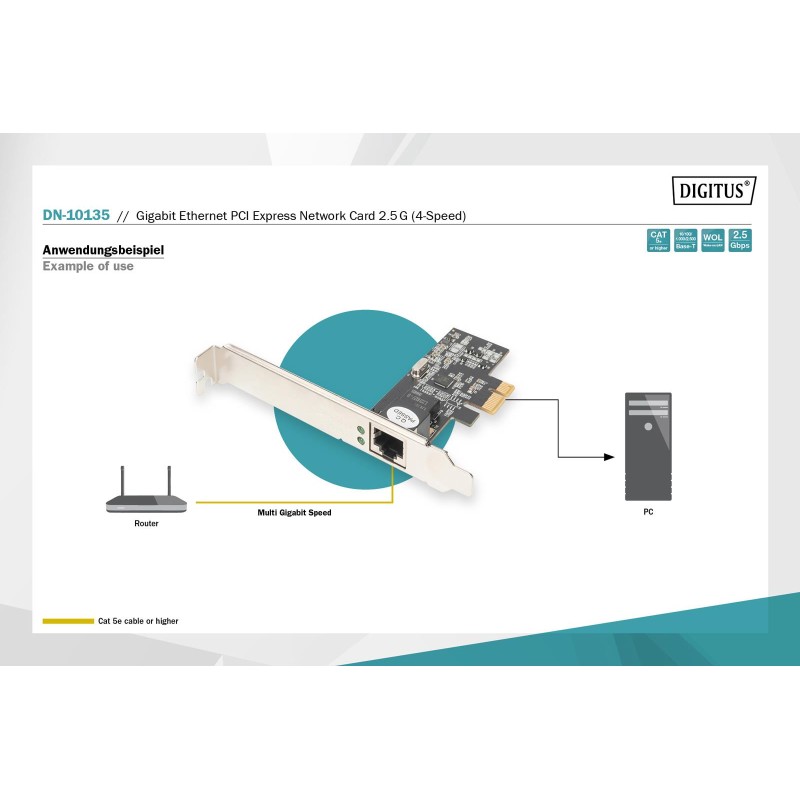 Karta sieciowa DIGITUS przewodowa PCI Express 1x RJ45 2.5 Gi… | PartsPC.pl