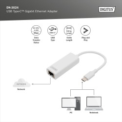 Karta sieciowa DIGITUS przewodowa USB 3.0 Typ C do Gigabit Ethernet
