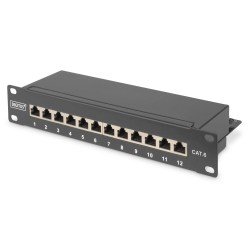 Patch panel DIGITUS 10" 12-portów RJ-45 Kat.6 ekranowany 1U kompletny LSA,