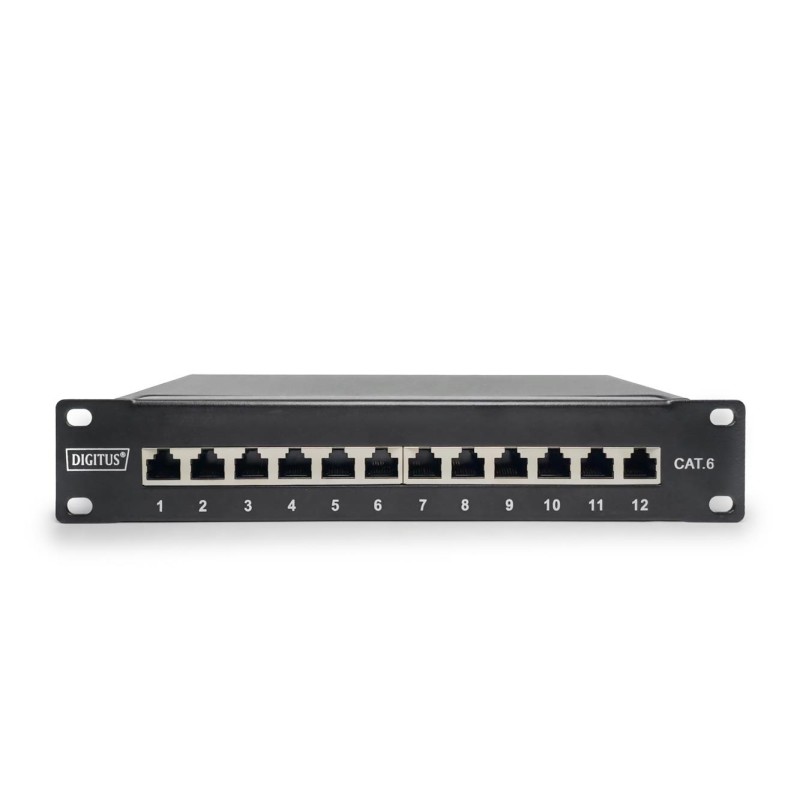Patch panel DIGITUS 10" 12-portów RJ-45 Kat.6 ekranowany 1U kompletny LSA,