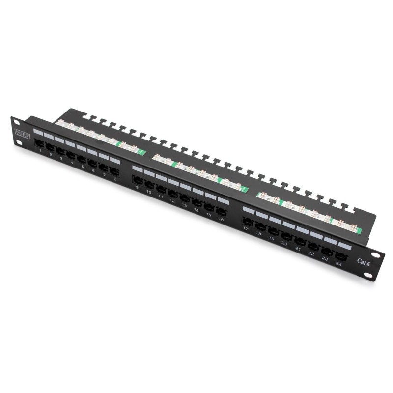 Patch panel DIGITUS 19" 24x RJ45 UTP kat. 6 1U z tacką | PartsPC.pl