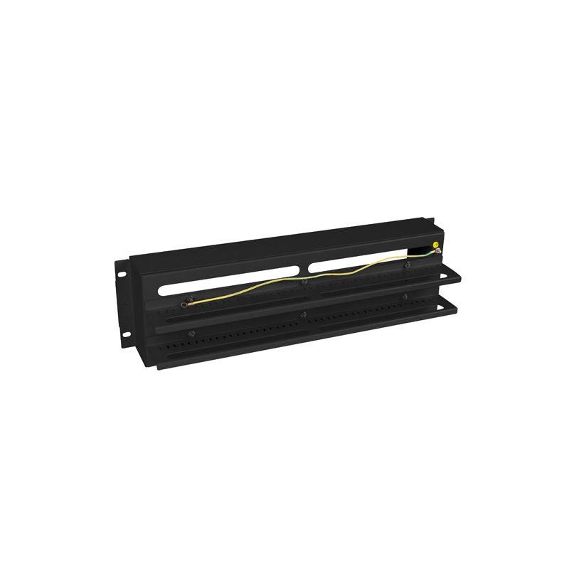 Panel dystrybucji napięć Lanberg 19" 3U z szyną DIN TS-35 czarny