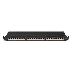Patch panel Lanberg 24 port 1U kat.6A ekranowany czarny | PartsPC.pl