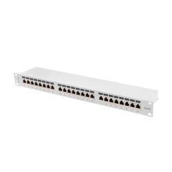Patch panel Lanberg 24 port 1U kat.6A ekranowany szary | PartsPC.pl