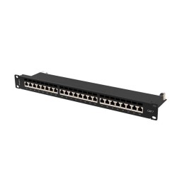 Patch panel Lanberg 24 port 1U kat.7 ekranowany czarny | PartsPC.pl