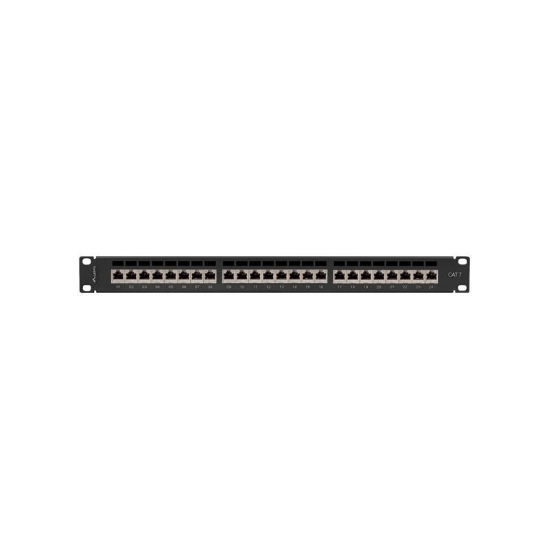 Patch panel Lanberg 24 port 1U kat.7 ekranowany czarny | PartsPC.pl