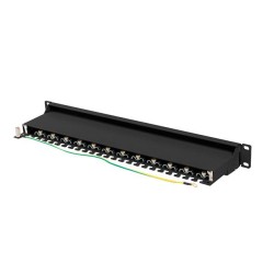 Patch panel Lanberg 24 port 1U kat.7 ekranowany czarny | PartsPC.pl