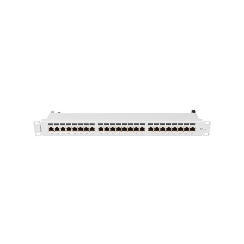 Patch panel Lanberg 24 port 1U kat.7 ekranowany szary | PartsPC.pl