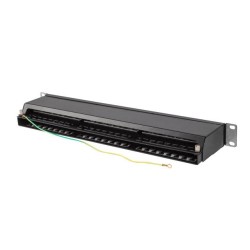 Patch panel Lanberg PPS6-1048-B 48 port 1U 19" kat.6 FTP ekranowany czarny