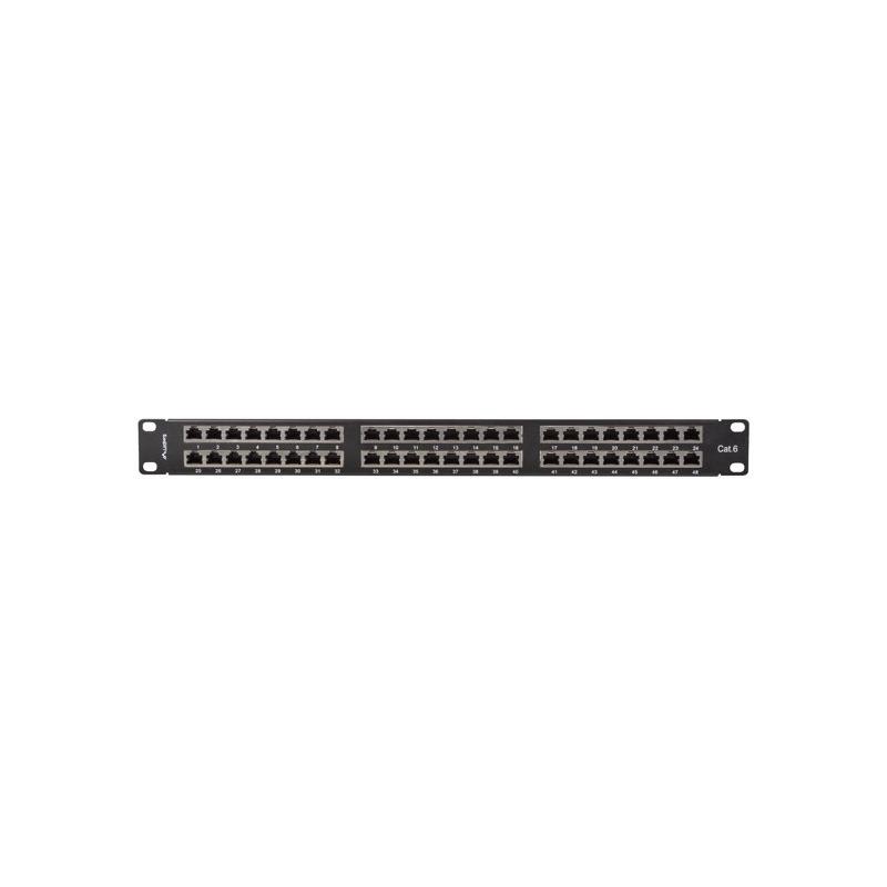 Patch panel Lanberg PPS6-1048-B 48 port 1U 19" kat.6 FTP ekranowany czarny