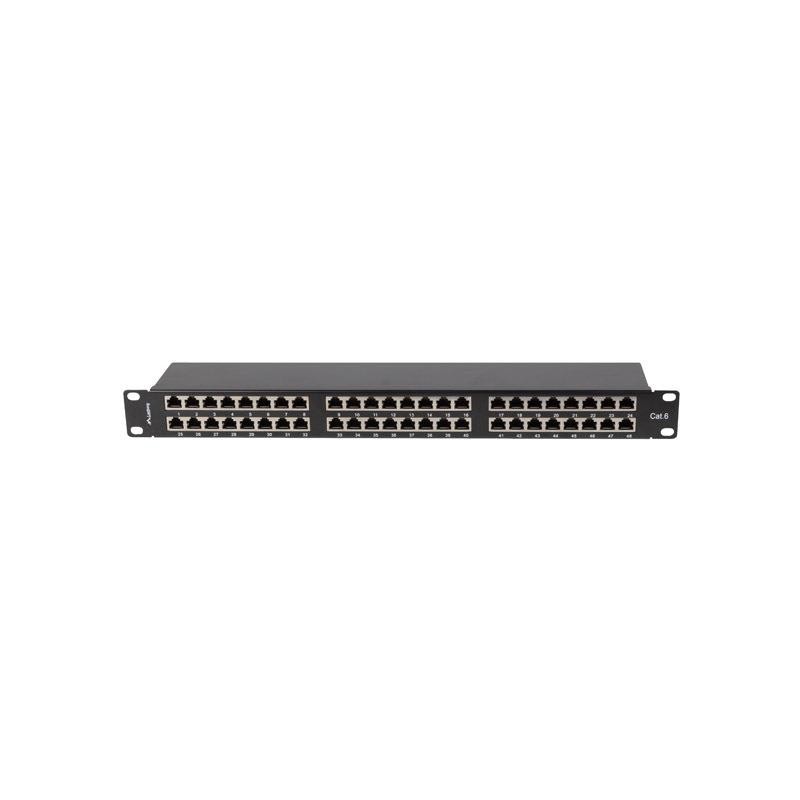 Patch panel Lanberg PPS6-1048-B 48 port 1U 19" kat.6 FTP ekranowany czarny