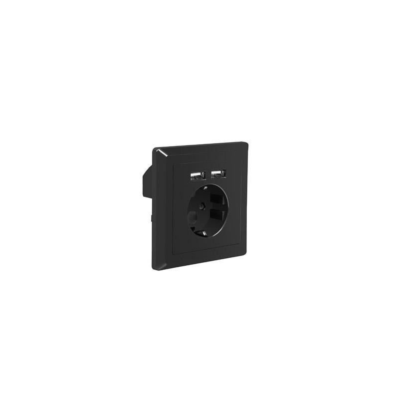 Gniazdo podtynkowe Lanberg 230V pojedyncze + 2x USB 2.1 A sc… | PartsPC.pl