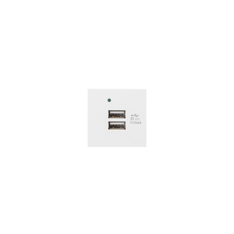 Gniazdo Lanberg 45x45 ładowarka 2x USB 2.1A białe | PartsPC.pl