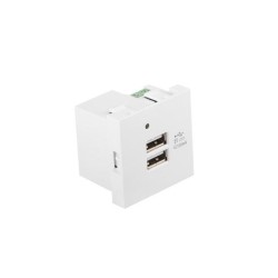 Gniazdo Lanberg 45x45 ładowarka 2x USB 2.1A białe | PartsPC.pl