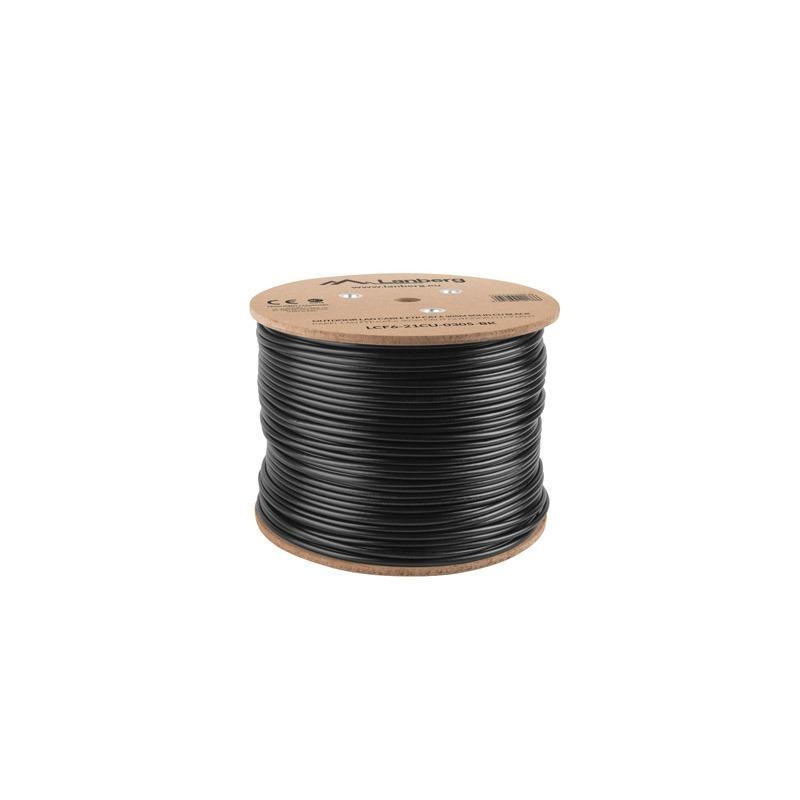 Kabel FTP Lanberg kat. 6 305m drut Outdoor CU czarny | PartsPC.pl
