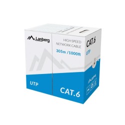 Kabel UTP Lanberg kat. 6 305m drut CU szary | PartsPC.pl