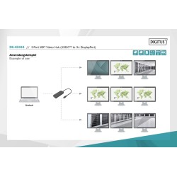 Hub/Koncentrator DIGITUS 3-portowy USB Typ C/3x DisplayPort 4K/60Hz HDR