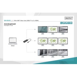 Hub/Koncentrator DIGITUS 3-portowy USB Typ C/3x HDMI 4K/60Hz HDR HDCP 2.2