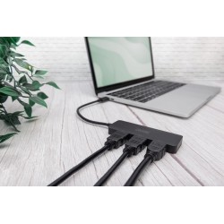Hub/Koncentrator DIGITUS 3-portowy USB Typ C/3x HDMI 4K/60Hz HDR HDCP 2.2