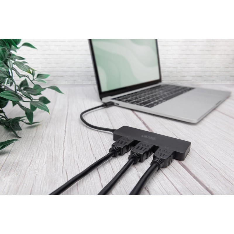 Hub/Koncentrator DIGITUS 3-portowy USB Typ C/3x HDMI 4K/60Hz HDR HDCP 2.2