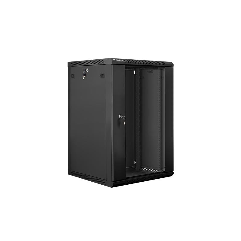 Szafa instalacyjna Rack wisząca 19" 18U 600x600 czarna Lanberg (flat pack)