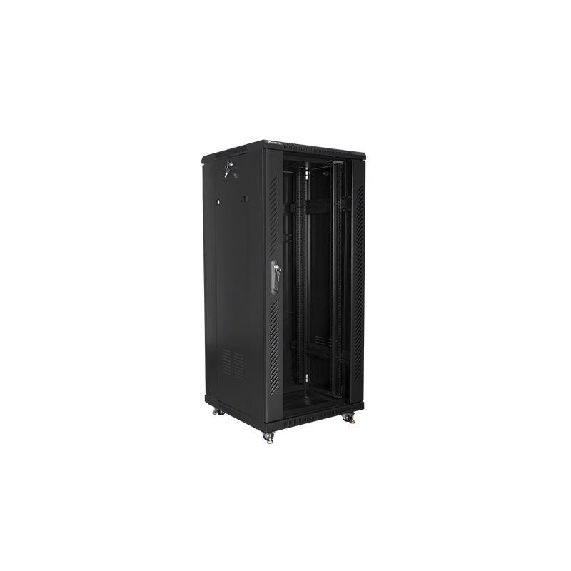 Szafa instalacyjna Rack stojąca 19" 27U 600x600 czarna Lanberg (flat pack)