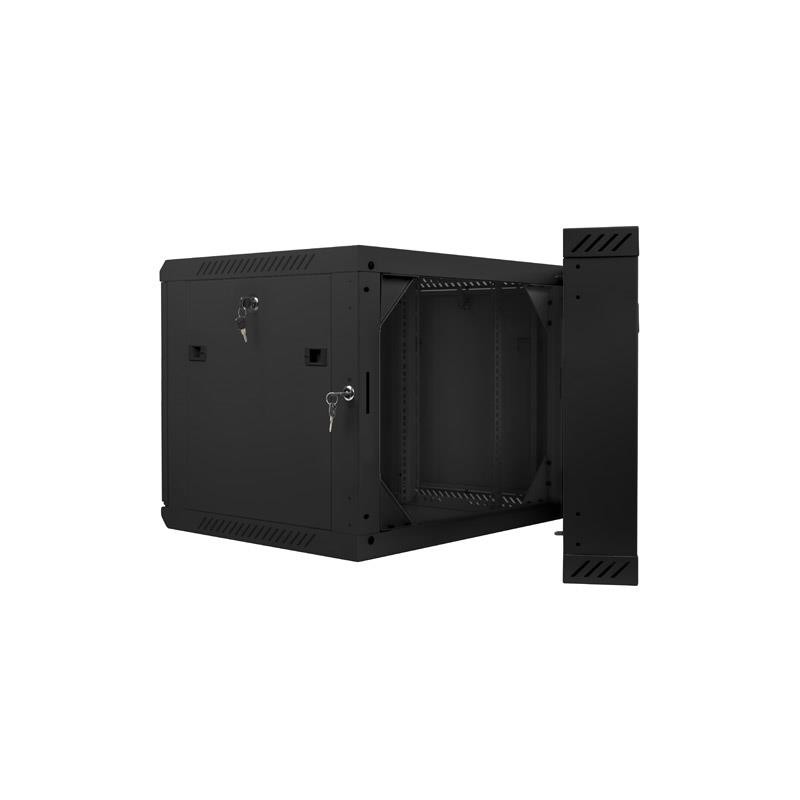 Szafa instalacyjna Rack dwusekcyjna wisząca 19" 9U 600x600 czarna Lanberg