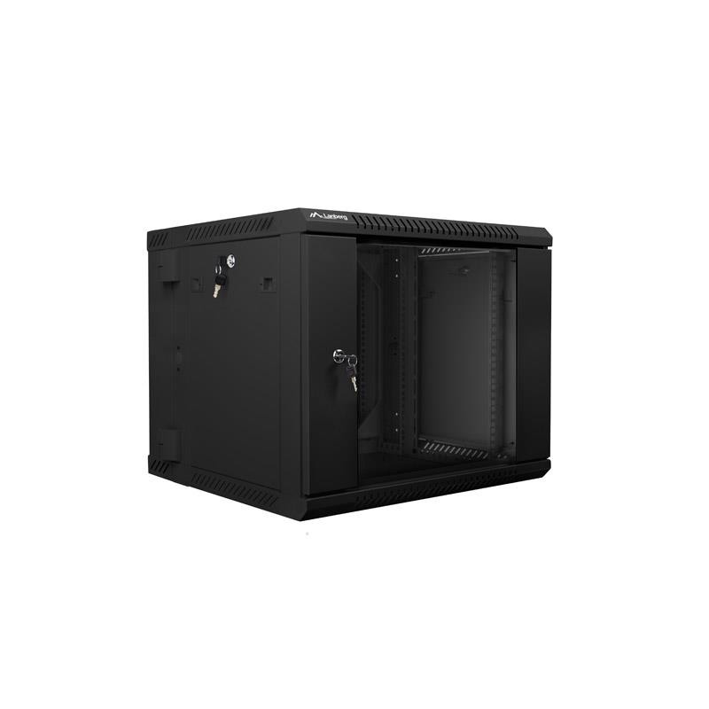 Szafa instalacyjna Rack dwusekcyjna wisząca 19" 9U 600x600 czarna Lanberg
