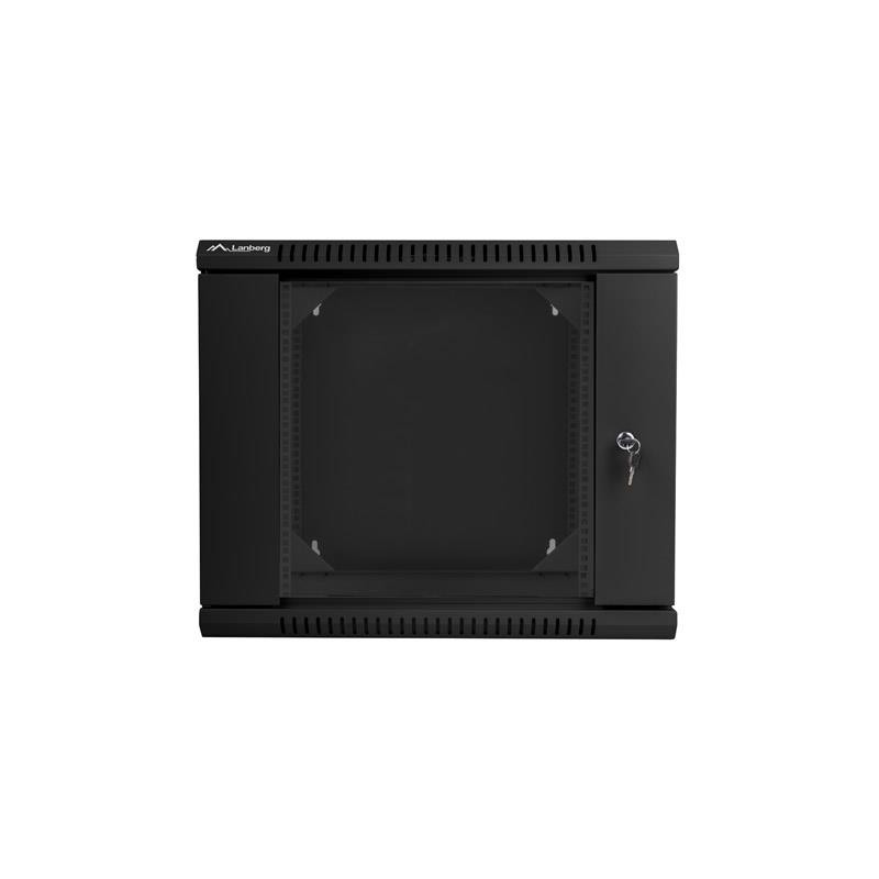 Szafa instalacyjna Rack dwusekcyjna wisząca 19" 9U 600x600 czarna Lanberg