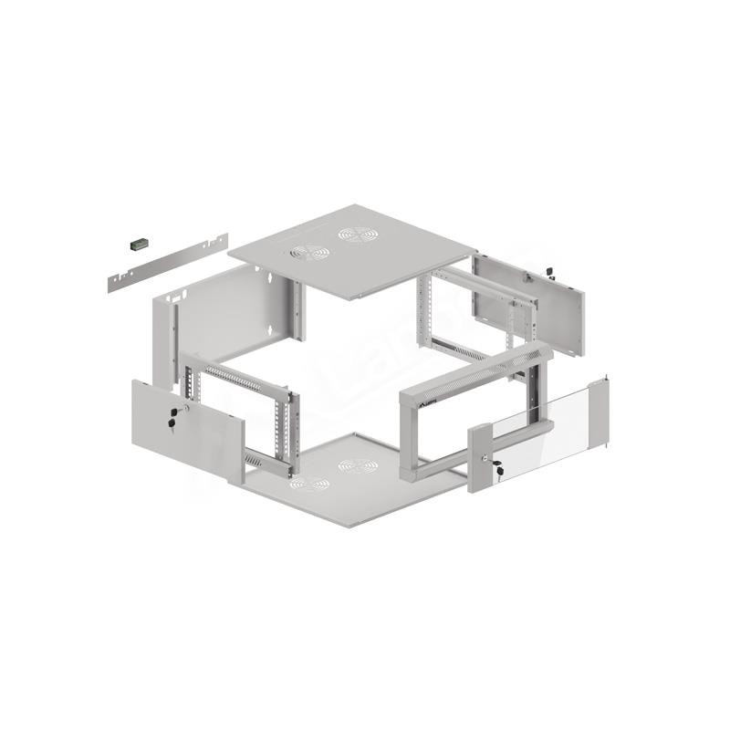 Szafa instalacyjna Rack wisząca 19" 4U 570x600 szybki montaż szara Lanberg