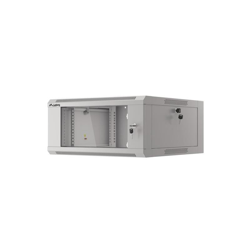 Szafa instalacyjna Rack wisząca 19" 4U 570x600 szybki montaż szara Lanberg