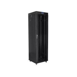 Szafa instalacyjna Rack stojąca 19" 42U 600x600 czarna drzwi szklane LCD