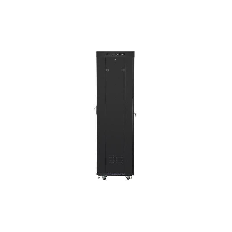 Szafa instalacyjna Rack stojąca 19" 42U 600x600 czarna drzwi szklane LCD