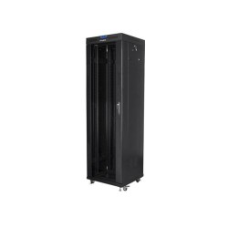 Szafa instalacyjna Rack stojąca 19" 42U 600x600 czarna drzwi szklane LCD