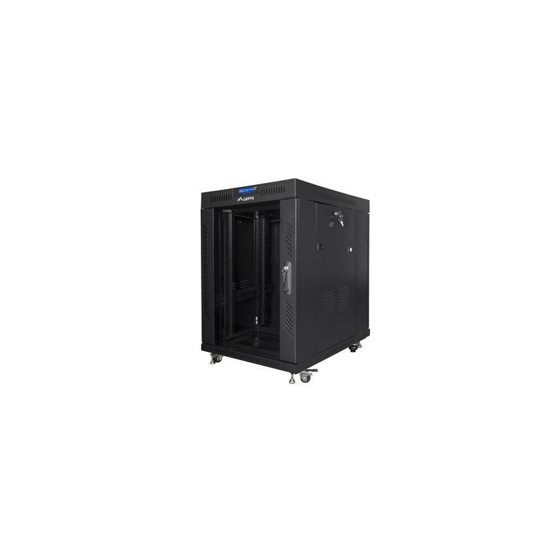 Szafa instalacyjna Rack stojąca 19" 15U 600x800 czarna drzwi… | PartsPC.pl
