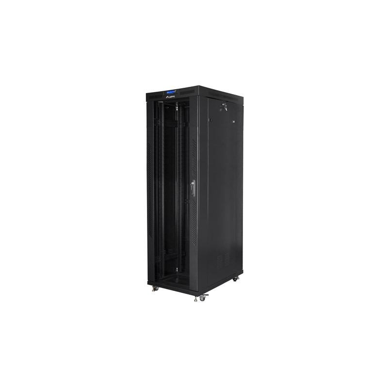 Szafa instalacyjna Rack stojąca 19" 42U 800x1000 czarna drzwi szklane LCD