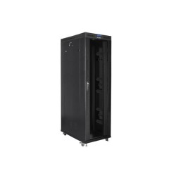 Szafa instalacyjna Rack stojąca 19" 42U 800x1200 czarna drzwi szklane LCD