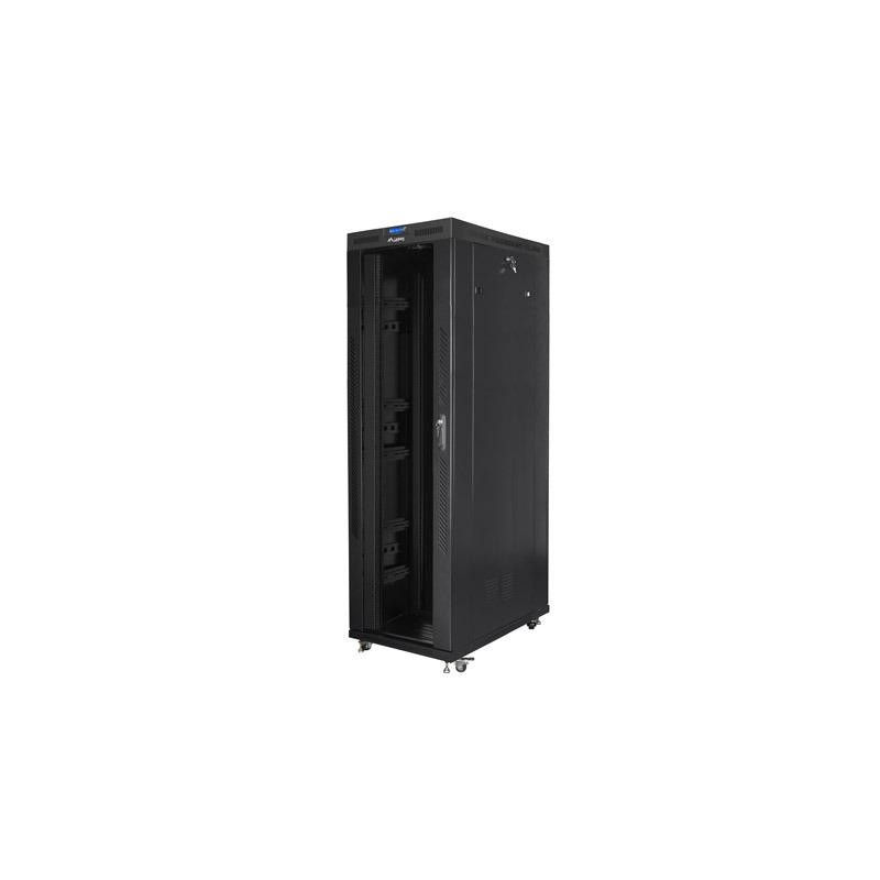 Szafa instalacyjna Rack stojąca 19" 42U 800x1200 czarna drzwi szklane LCD