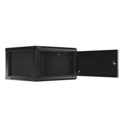 Szafa instalacyjna Rack wisząca 19" 6U 600x600 czarna drzwi metalowe