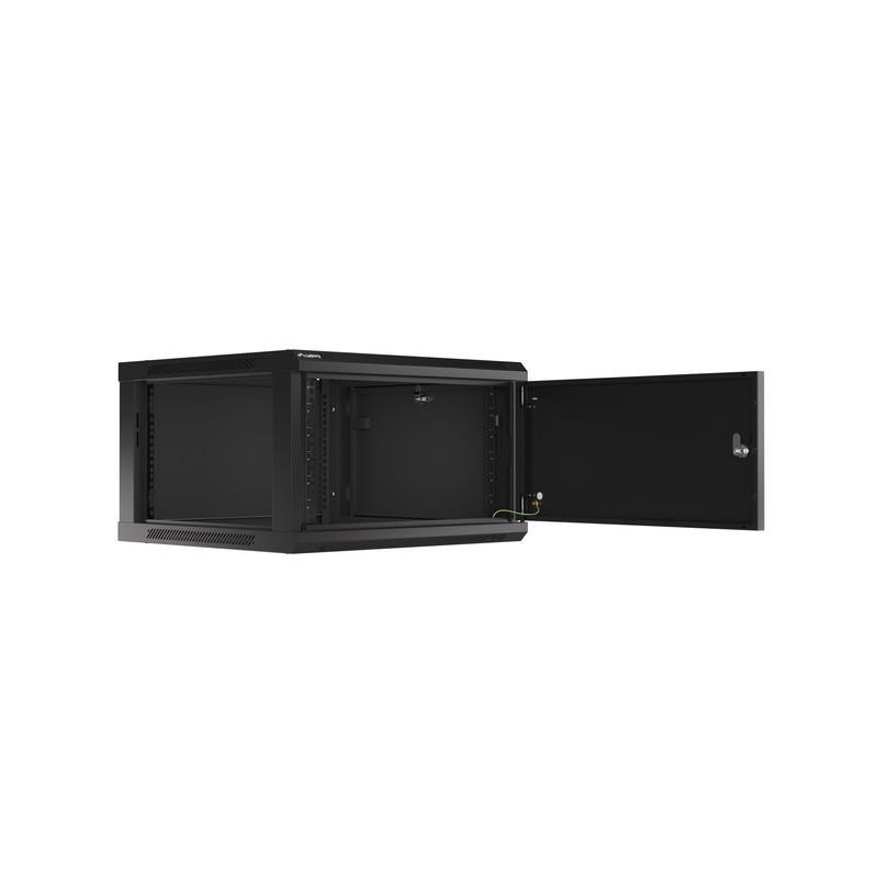 Szafa instalacyjna Rack wisząca 19" 6U 600x600 czarna drzwi metalowe