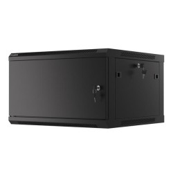 Szafa instalacyjna Rack wisząca 19" 6U 600x600 czarna drzwi metalowe